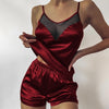 Women's Satin Lace Pajama Set—Top & Shorts