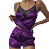 Women's Satin Lace Pajama Set—Top & Shorts