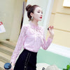 Women's Lace Long-Sleeve Floral Blouse with Bow