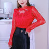 Women's Lace Long-Sleeve Floral Blouse with Bow