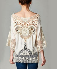 Bohemian Crochet Lace Beach Cover-Up Blouse