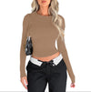 Solid Color Slim Fit Long Sleeve Women's Casual T-Shirt