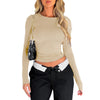 Solid Color Slim Fit Long Sleeve Women's Casual T-Shirt